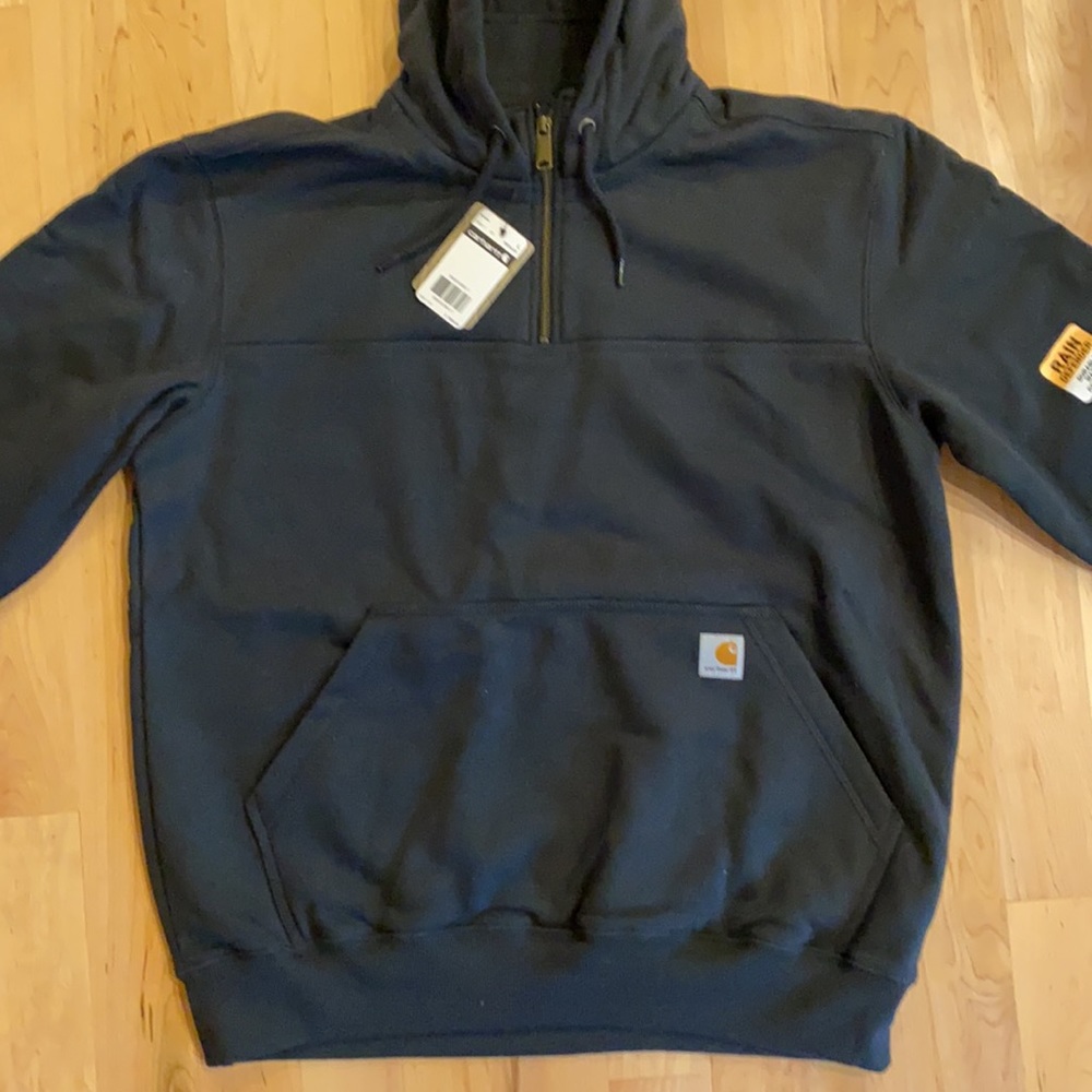 Carhartt Men’s 1/4 Zip Hoodie Large Black - Picture 3 of 11